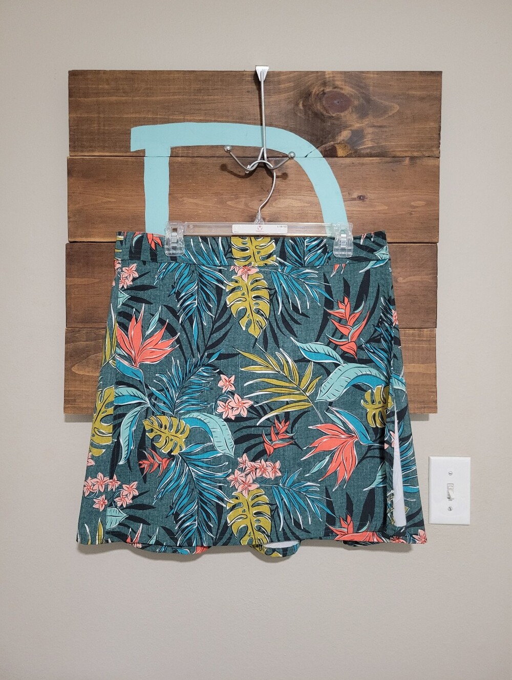 Rip Skirt Hawaii Tropical Floral A-Line Mini Skirt - Teal Multi Size Large